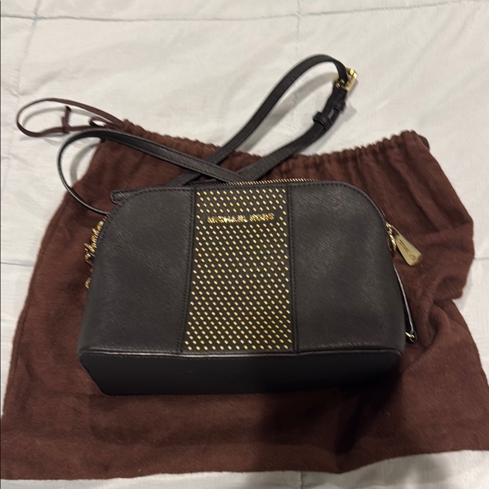 Michael Kors Black Crossbody Bag with Gold Accents